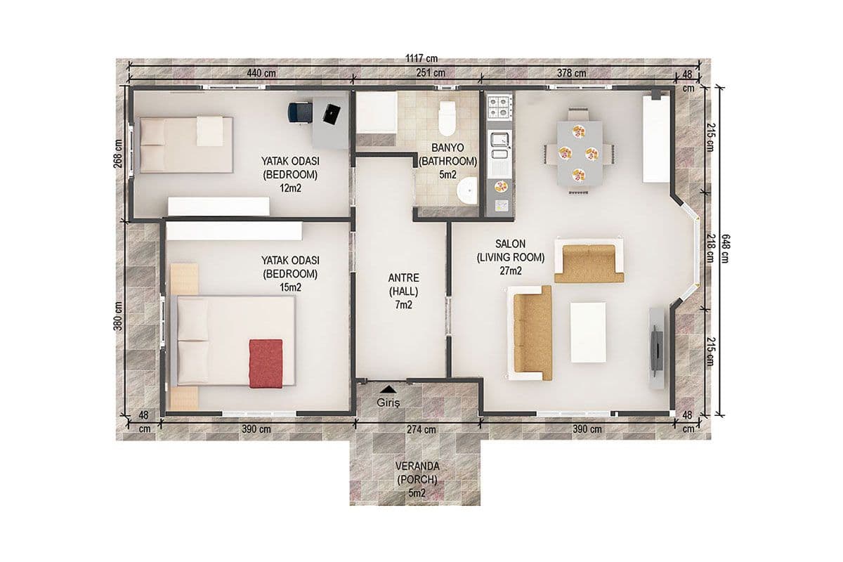 71 m² Prefabrik Ev 2+1