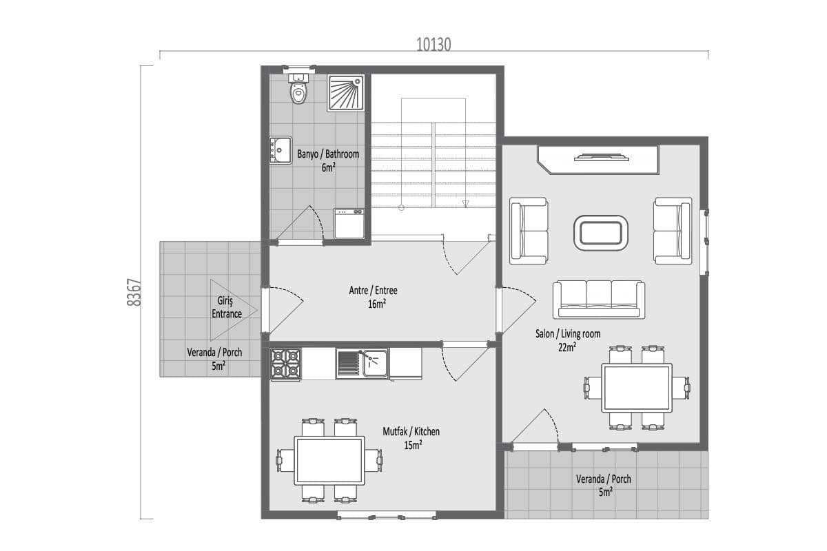 136 m² Prefabrik Villa 3+1