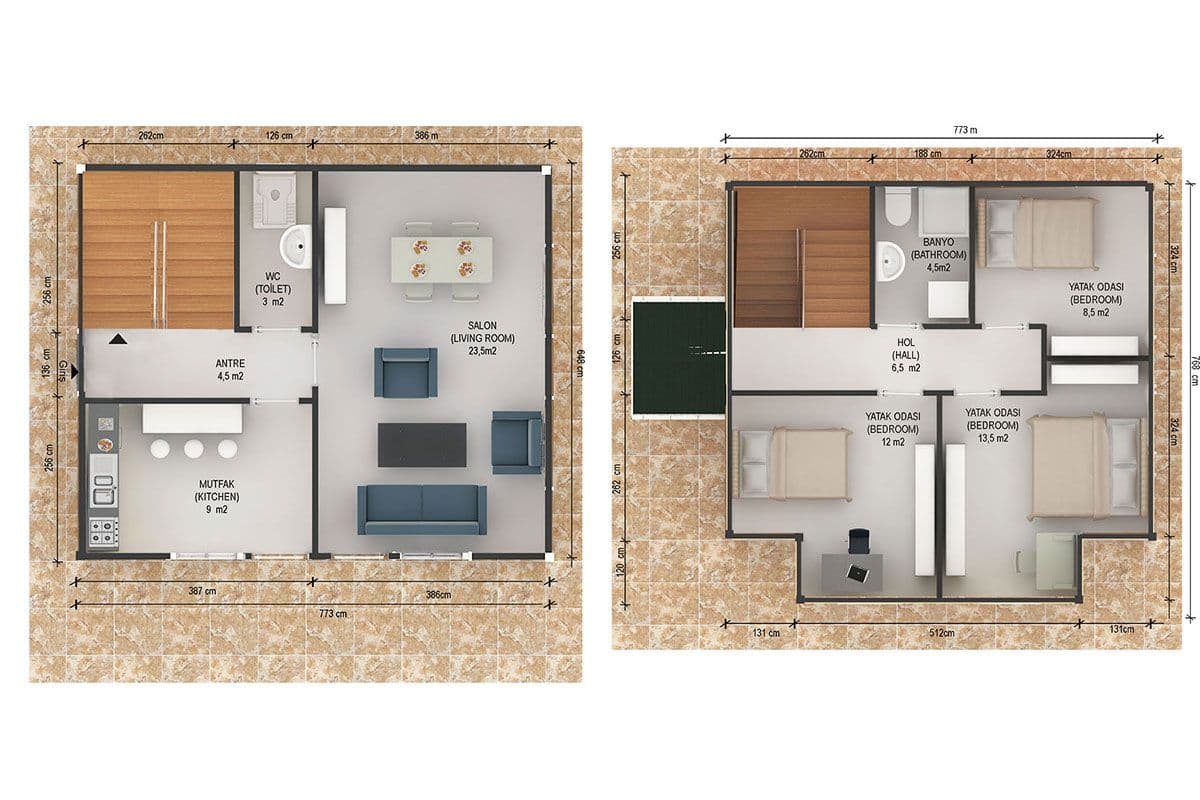 114 m² Prefabrik Villa 3+1