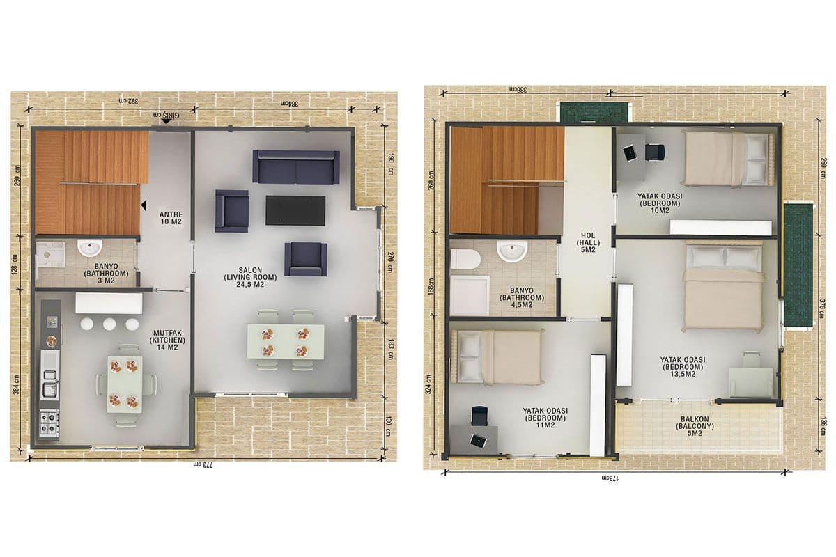 124 m² Prefabrik Villa 3+1