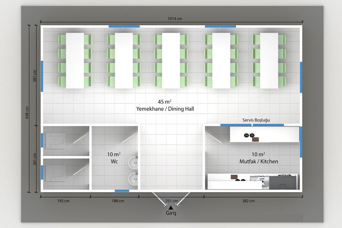 65 m² Prefabrik Yemekhane