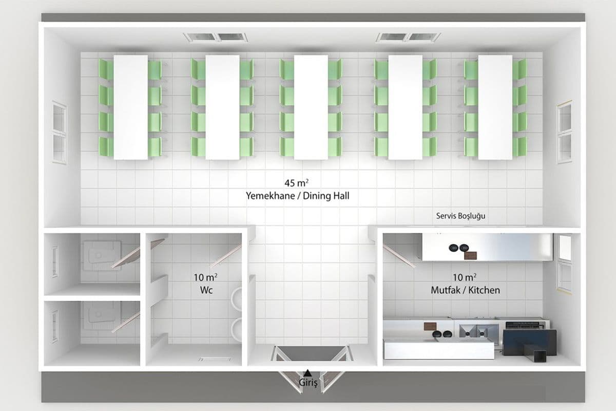65 m² Prefabrik Yemekhane