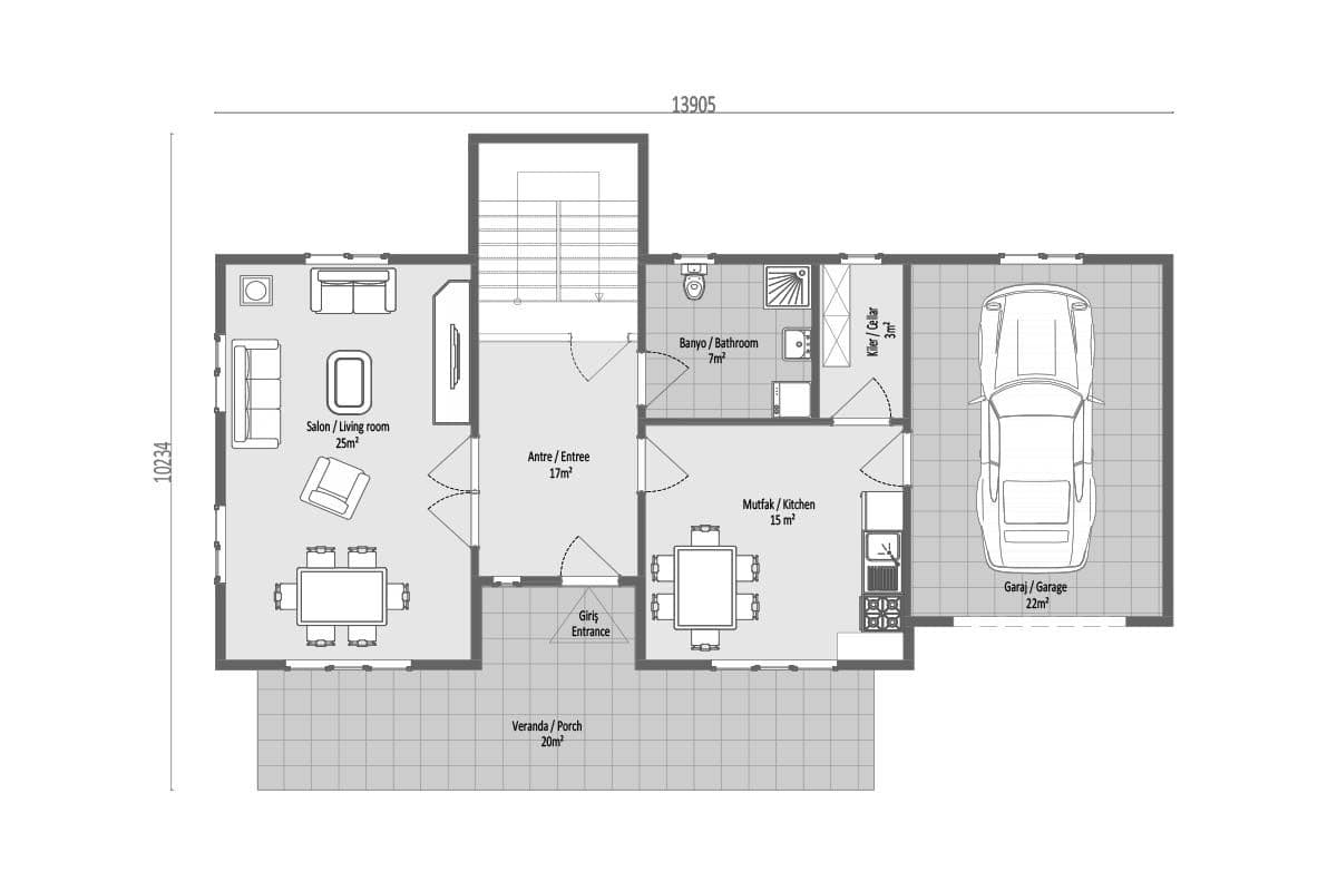 196 m² Prefabrik Villa 3+1