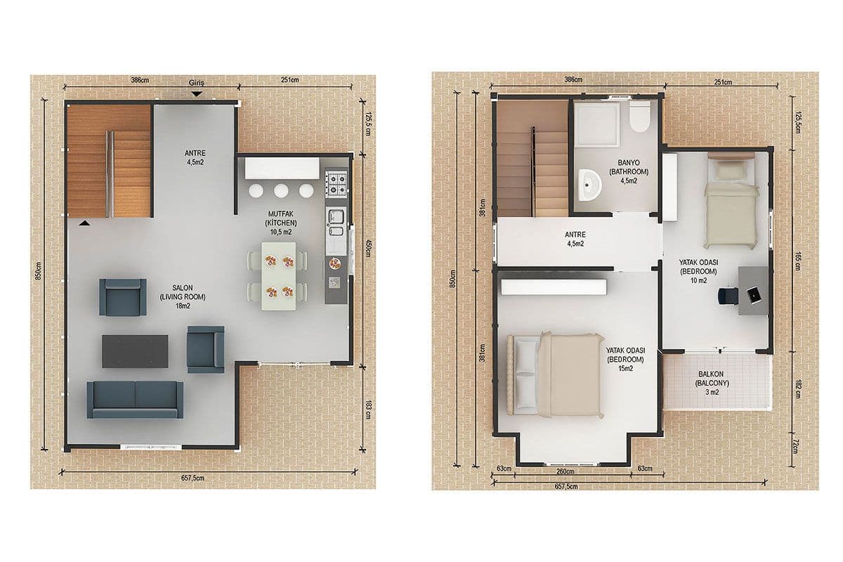 91 m2 Prefabrik Villa 2+1
