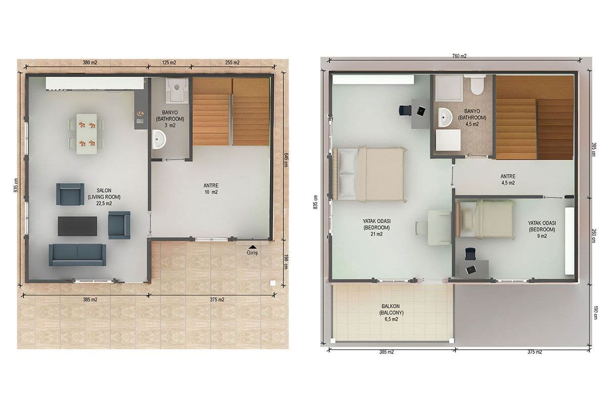 112 m² Prefabrik Villa 2+1