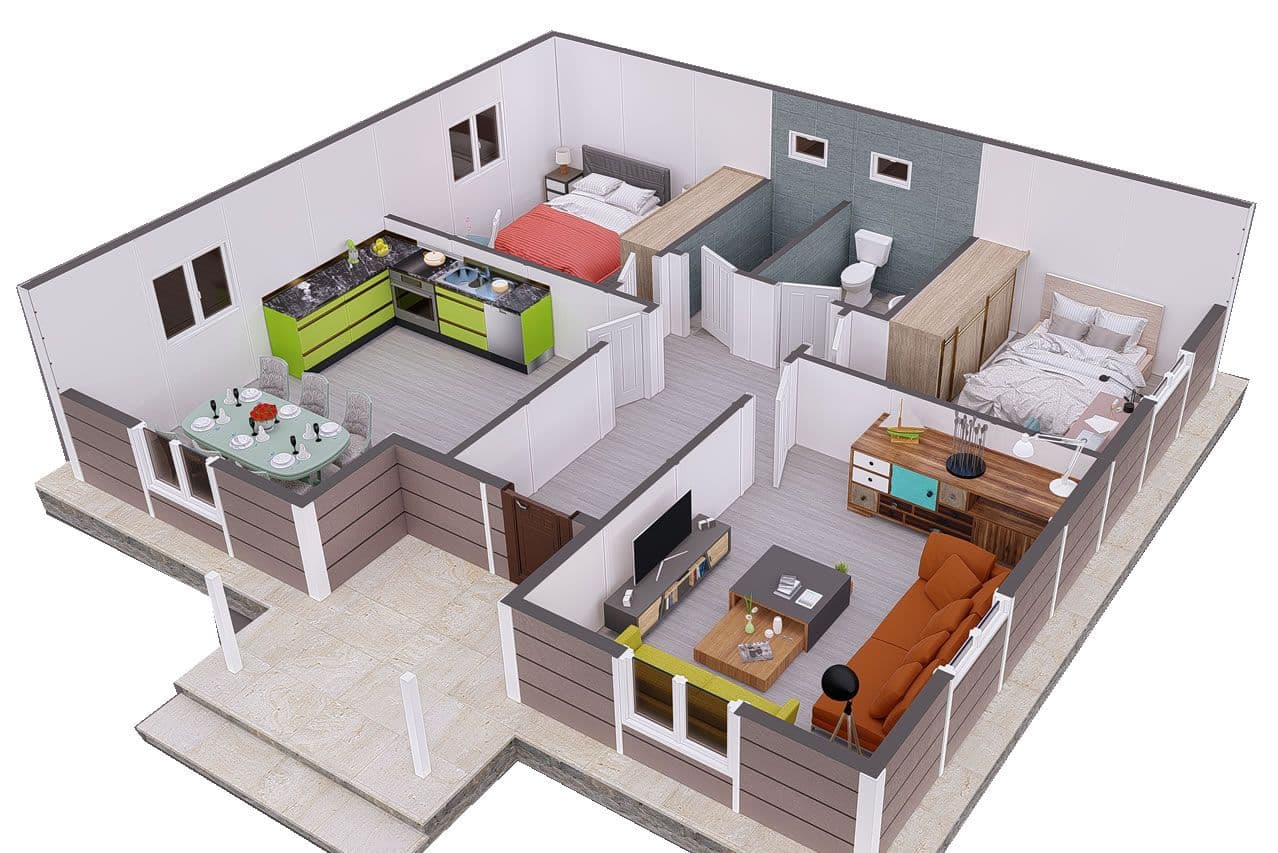 96 m² Prefabrik Ev 2+1