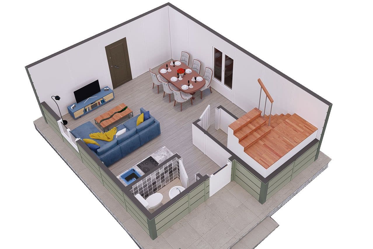 92 m² Prefabrik Villa 2+1