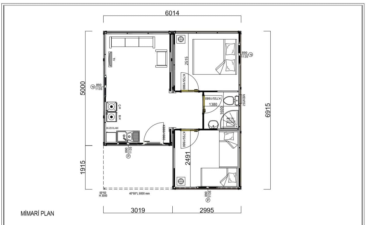 42 m² Konteyner Ev 2+1