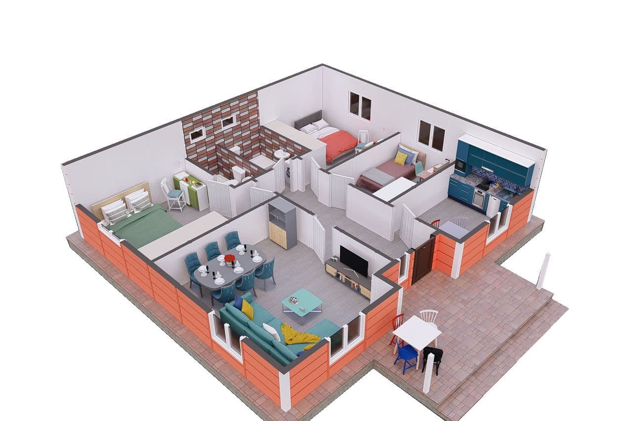 100 m² Prefabrik Ev 3+1