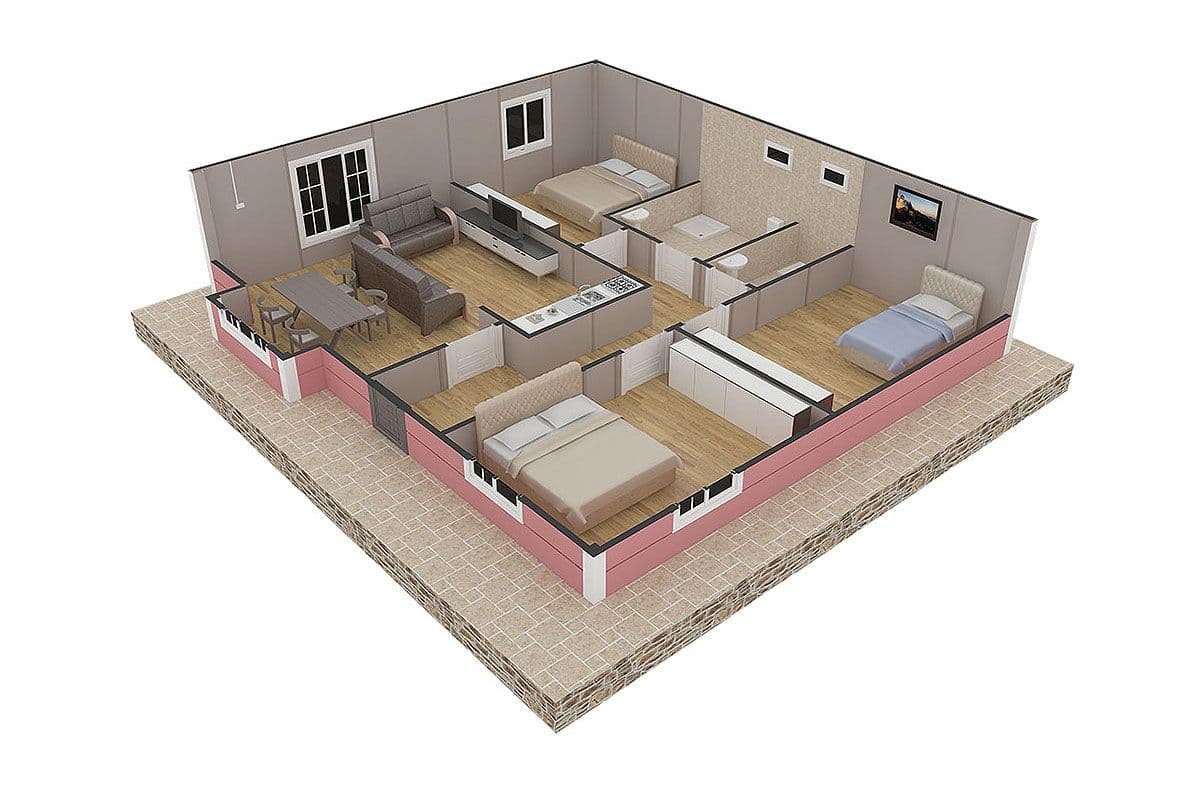 105 m² Prefabrik Ev 3+1