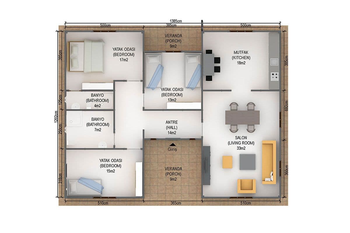 149 m² Prefabrik Ev 3+1