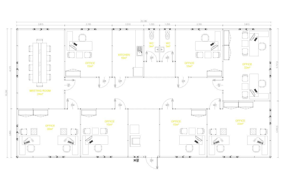 207 m² Prefabrik Ofis