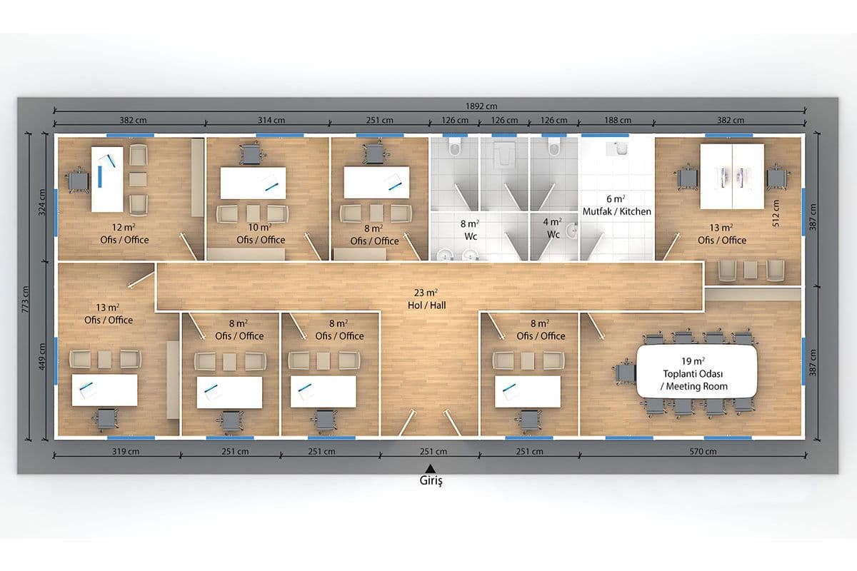 146 m² Prefabrik Ofis