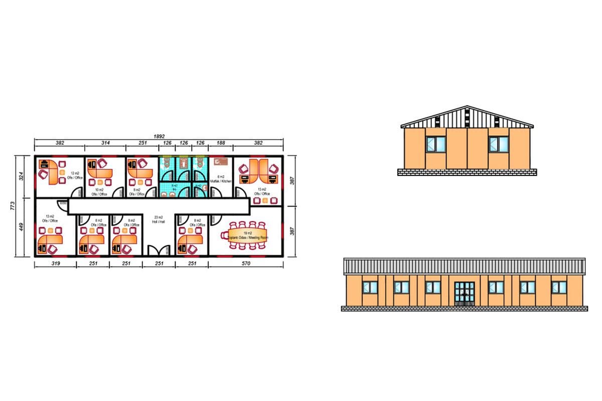 146 m² Prefabrik Ofis