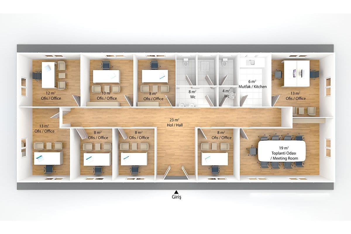 146 m² Prefabrik Ofis