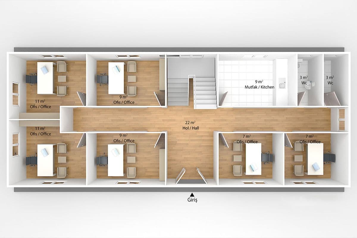 214 m² Prefabrik Ofis