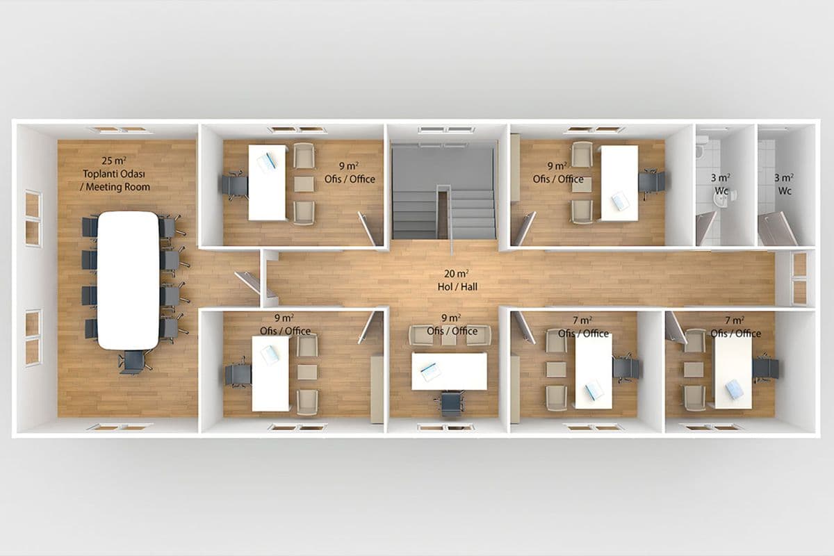 214 m² Prefabrik Ofis
