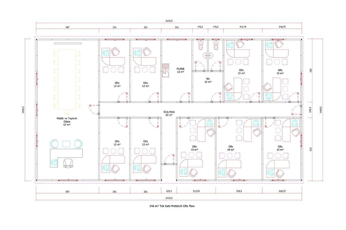 246 m² Prefabrik Ofis