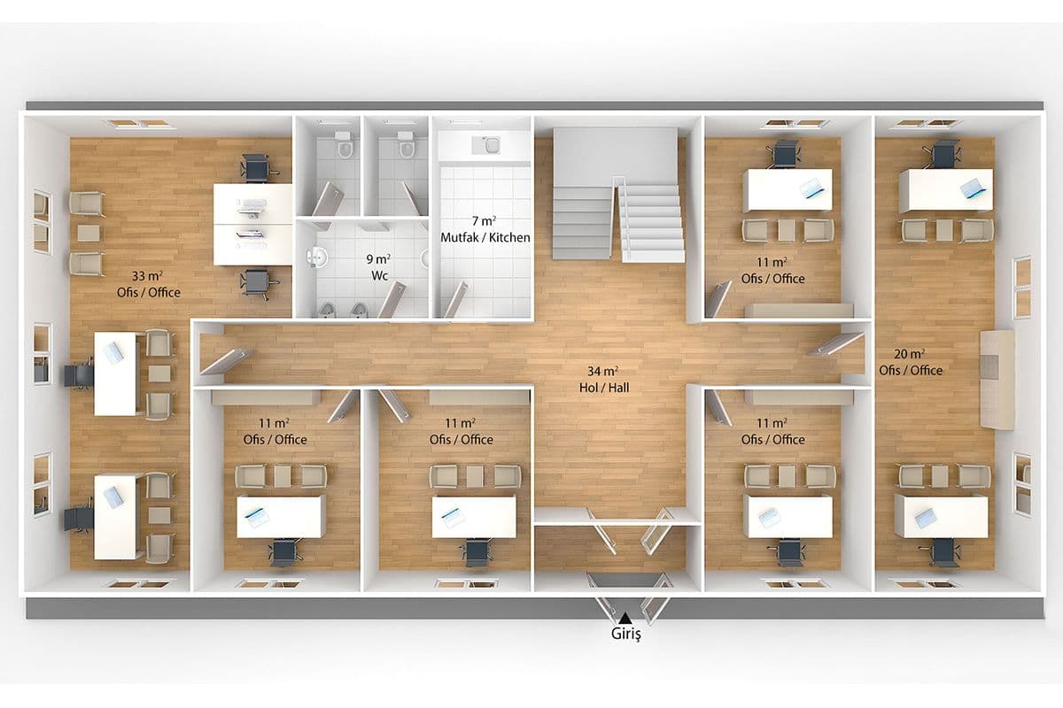 340 m² Prefabrik Ofis