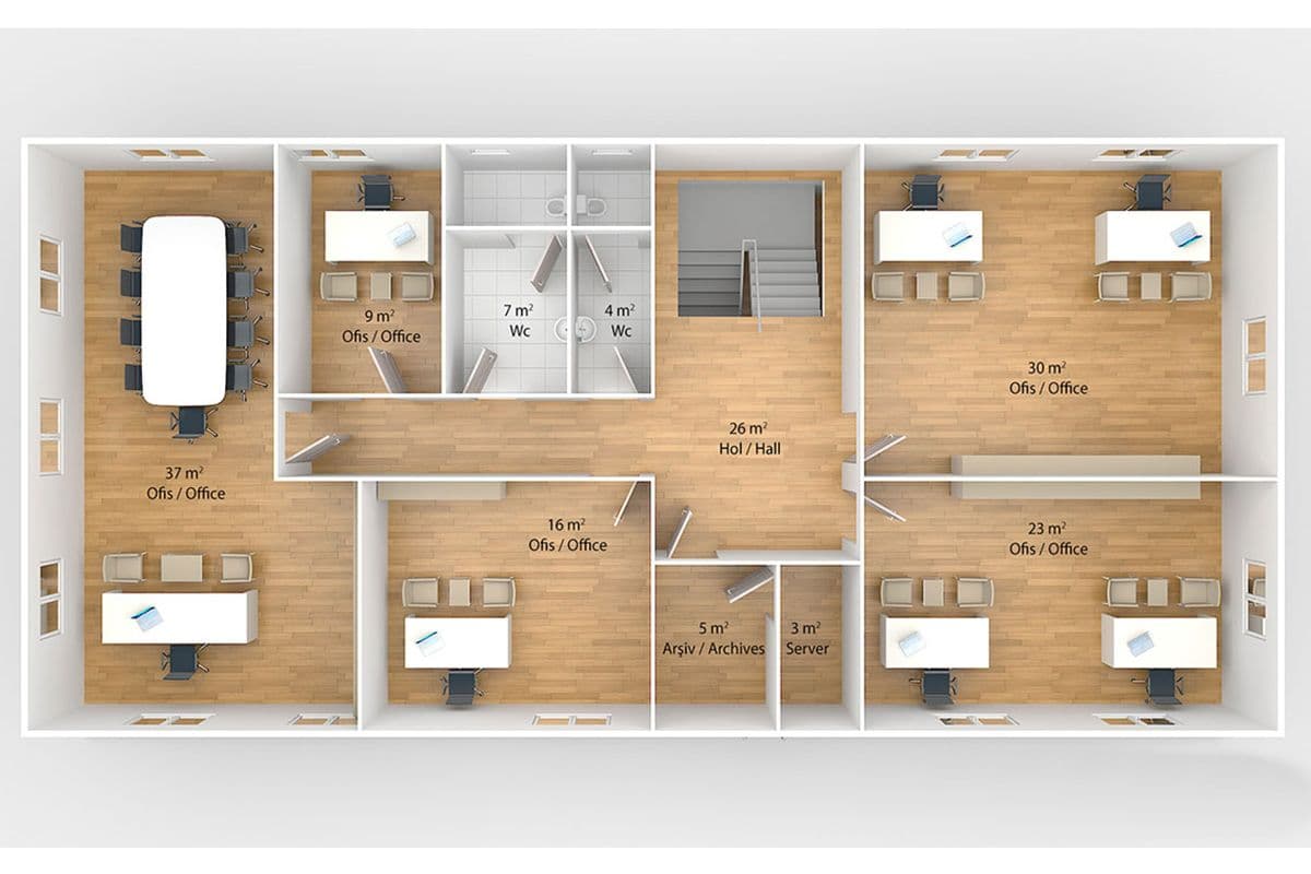 340 m² Prefabrik Ofis