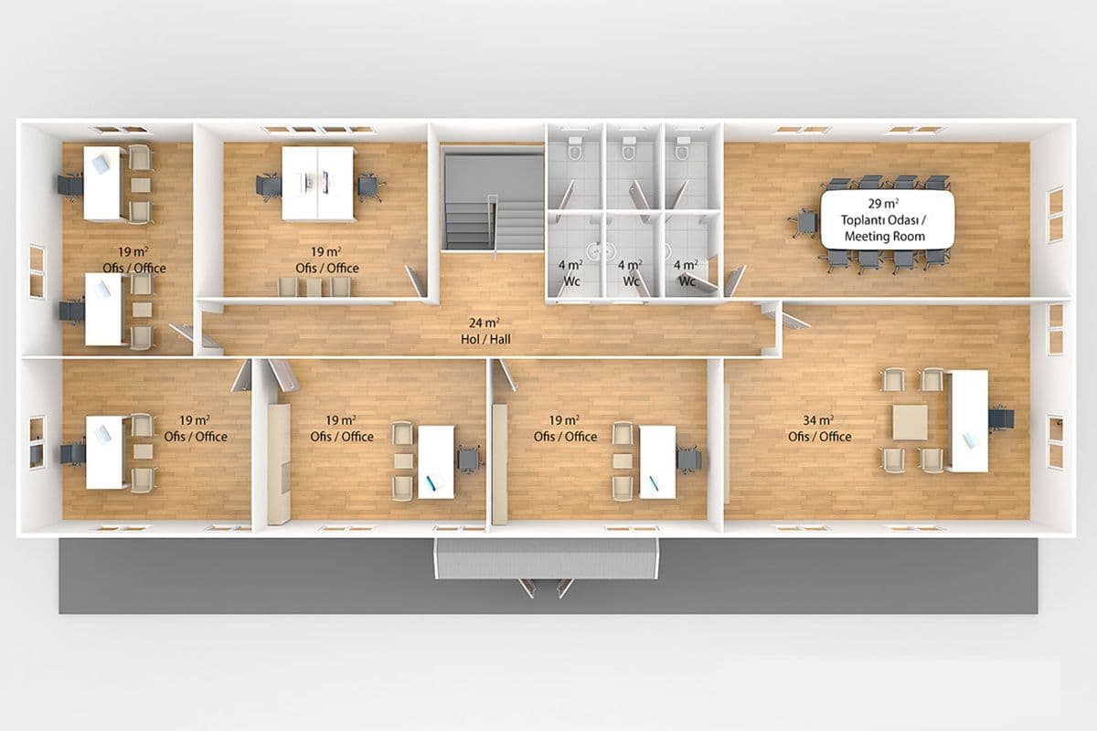 415 m² Prefabrik Ofis