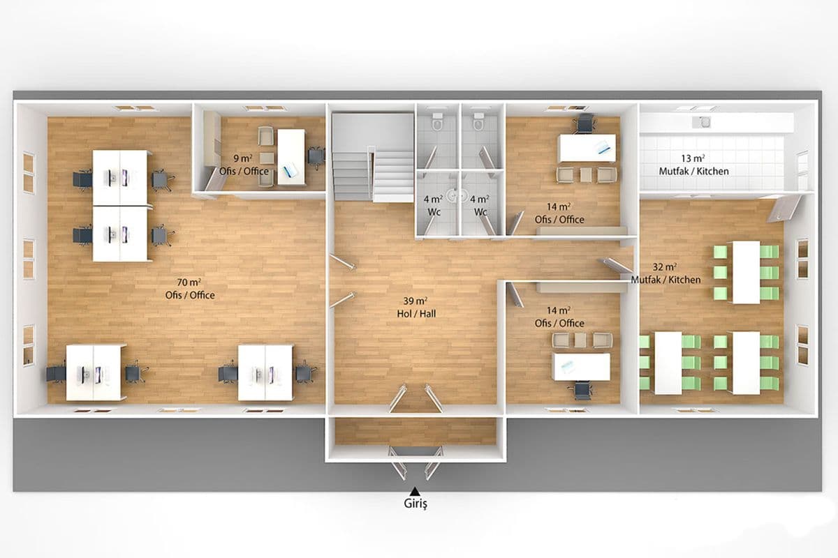 415 m² Prefabrik Ofis