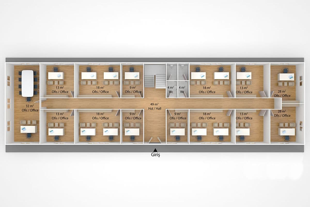 588 m² Prefabrik Ofis