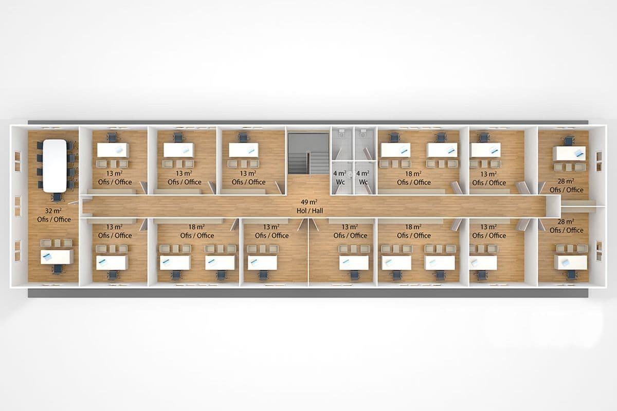 588 m² Prefabrik Ofis