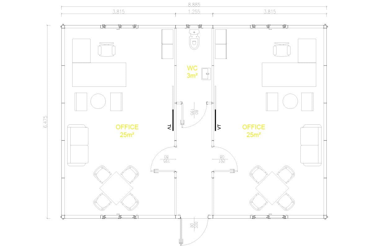 58 m² Prefabrik Ofis