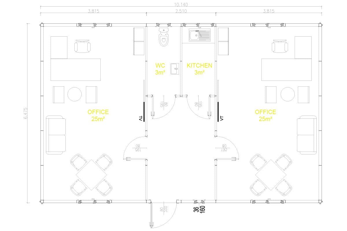66 m² Prefabrik Ofis