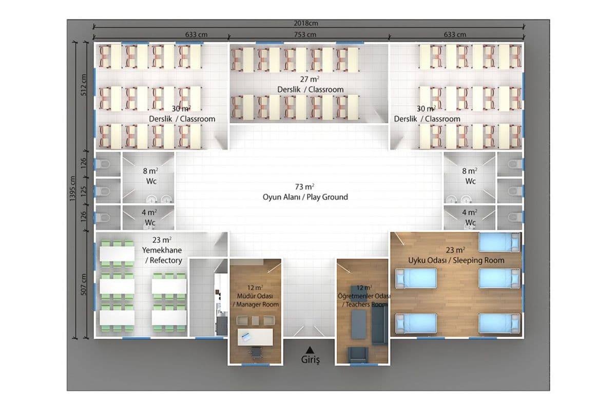 289 m² Prefabrik Okul