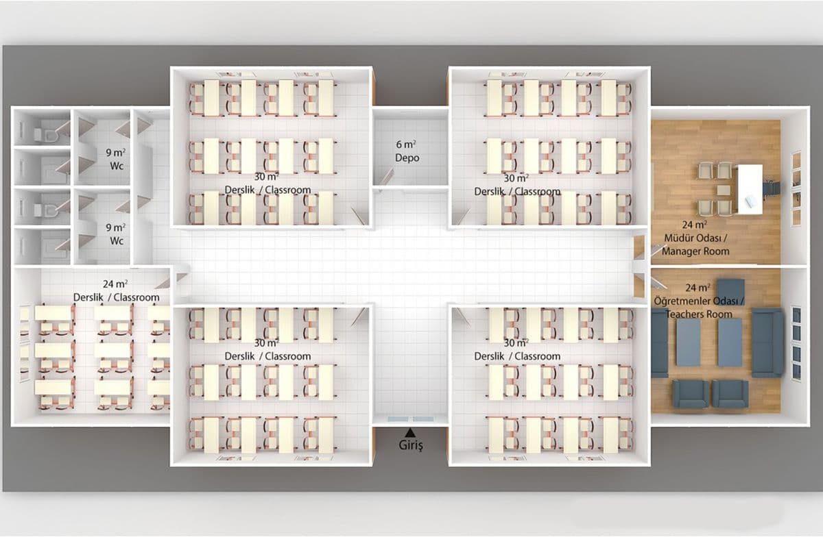 272 m² Prefabrik Okul