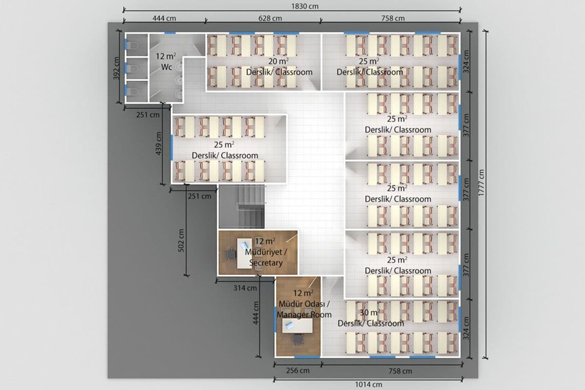508 m² Prefabrik Okul