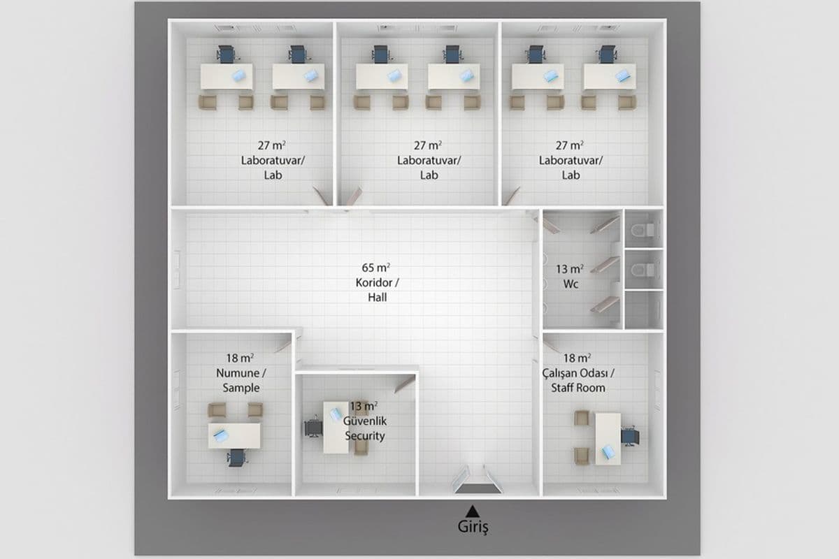 222 m² Prefabrik Hastane