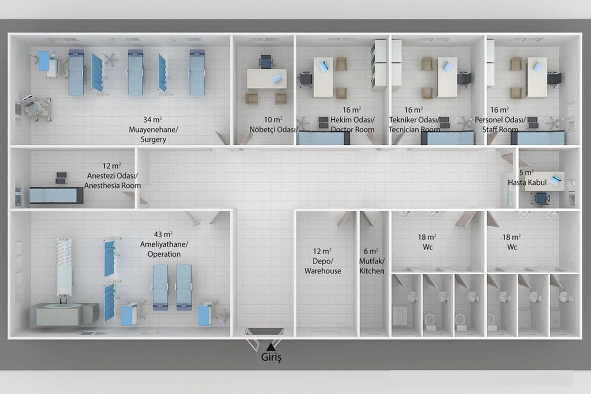 275 m² Prefabrik Hastane