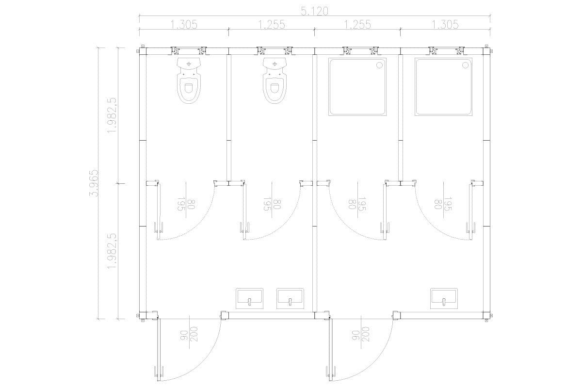 20 m² Prefabrik Tuvalet