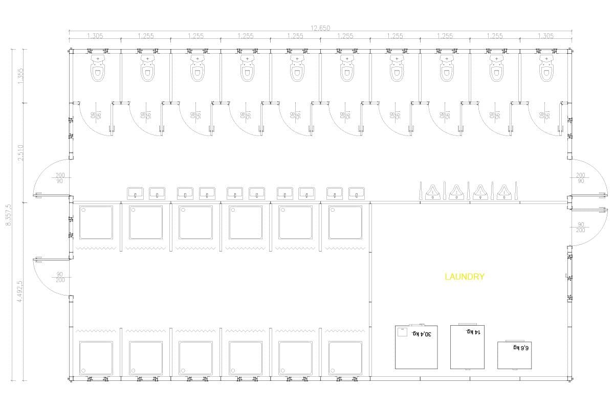 106 m² Prefabrik Tuvalet
