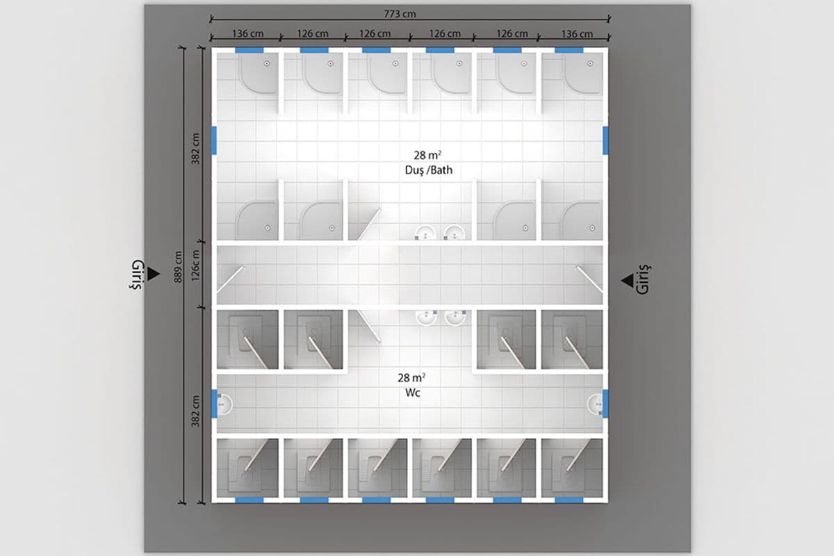 70 m² Prefabrik Tuvalet