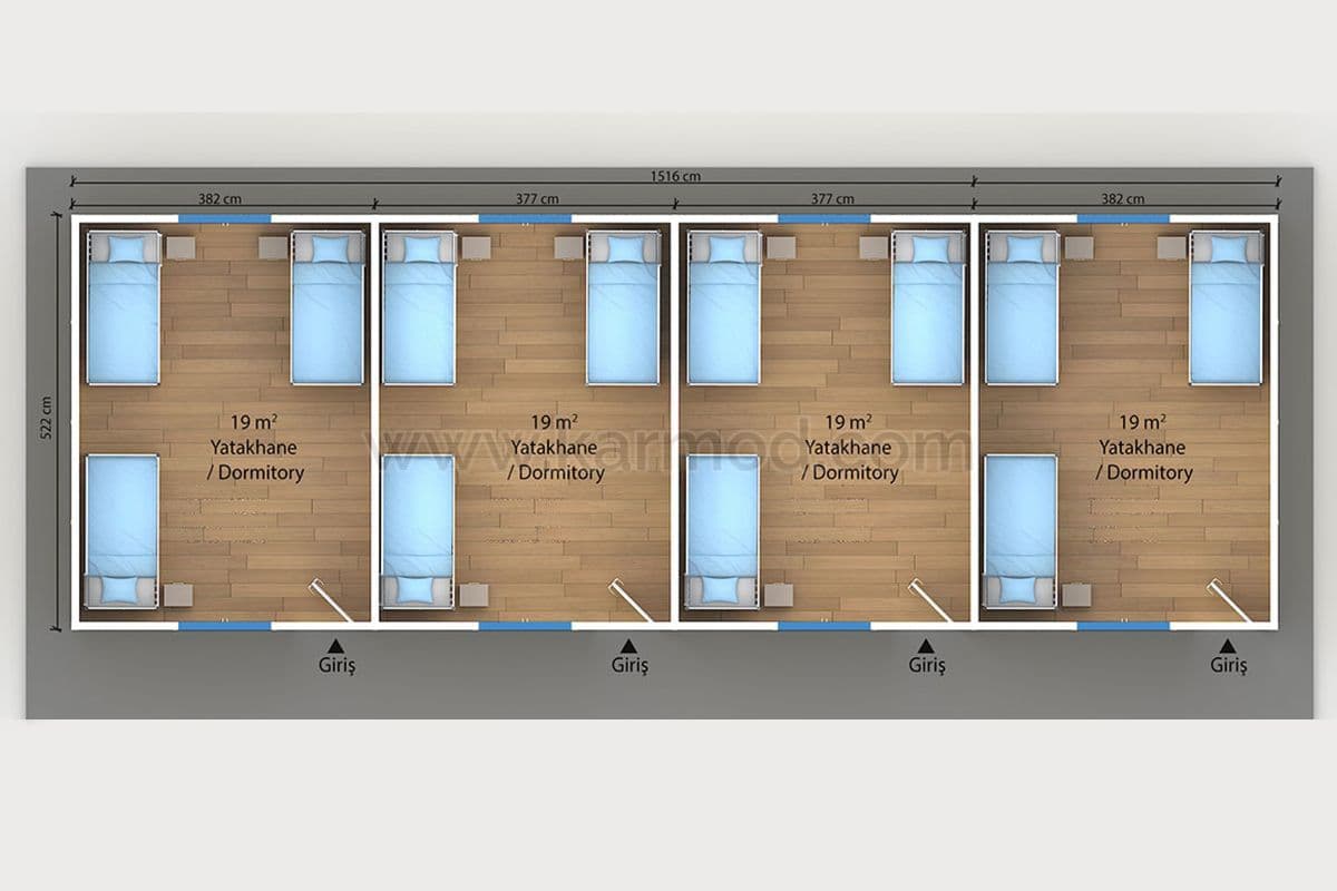 79 m² Prefabrik Yatakhane