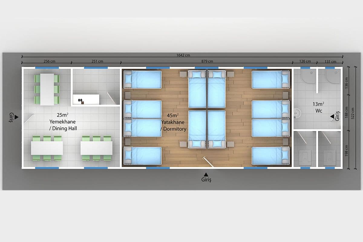86 m² Prefabrik Yatakhane
