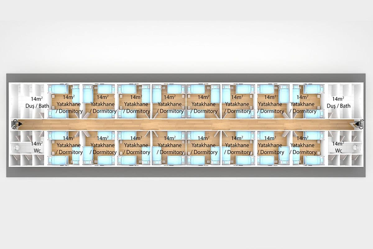 339 m² Prefabrik Yatakhane