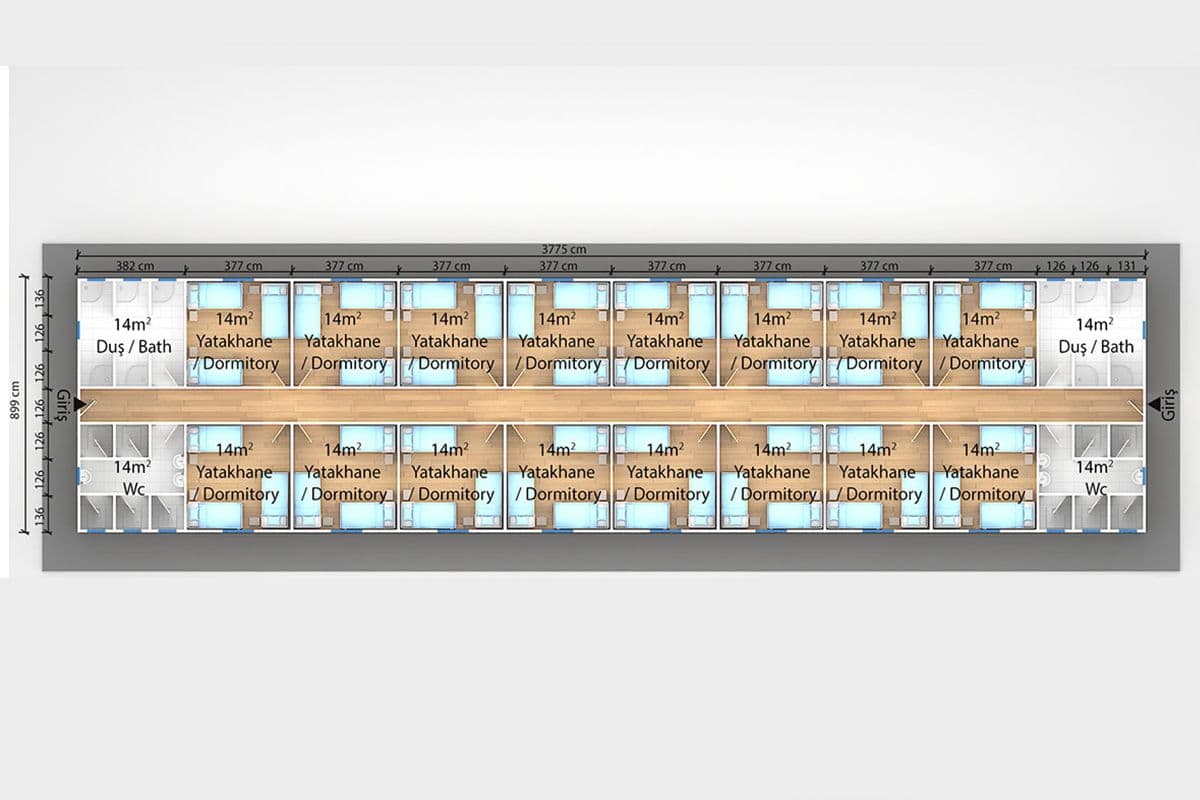 339 m² Prefabrik Yatakhane