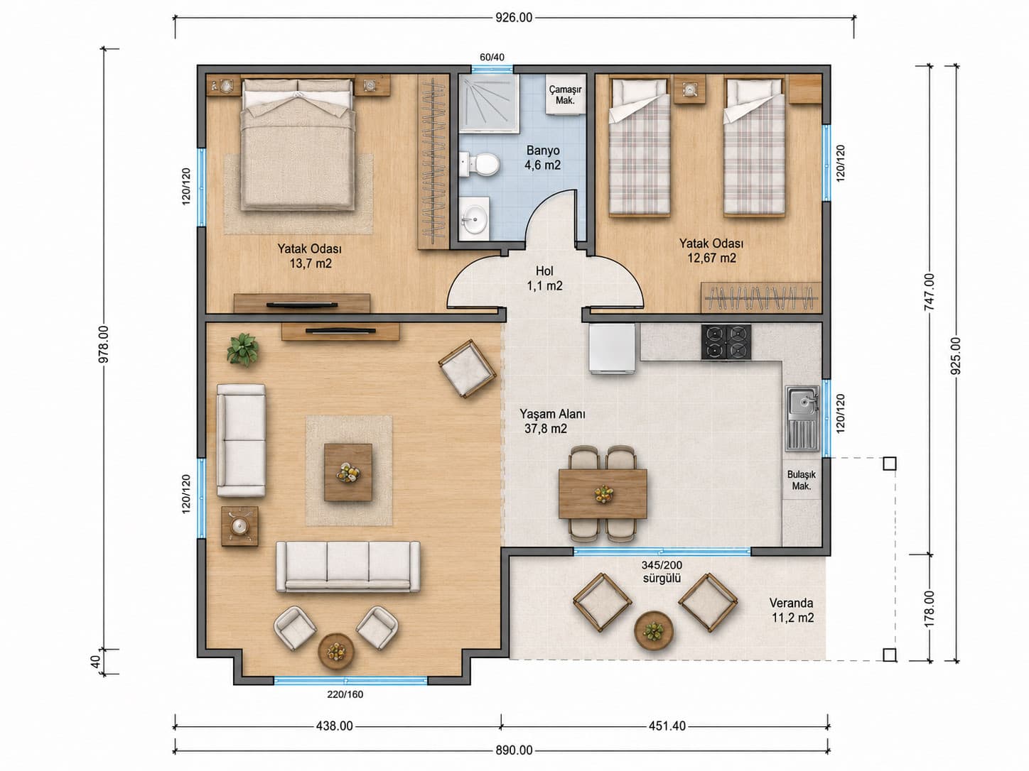 86 m² Tek Kat Çelik Ev