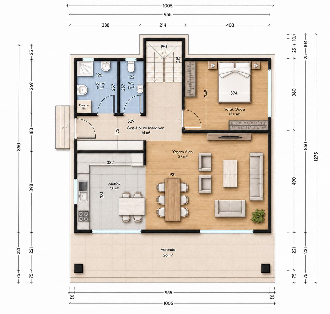 220 m² Çift Kat Çelik Ev