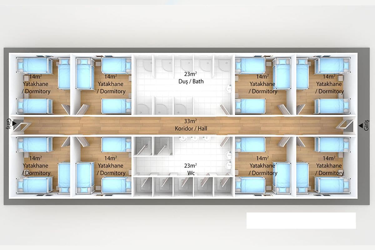 193 m² Prefabrik Yatakhane