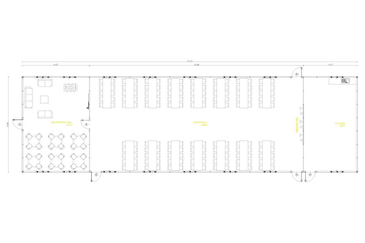283 m² Prefabrik Yemekhane